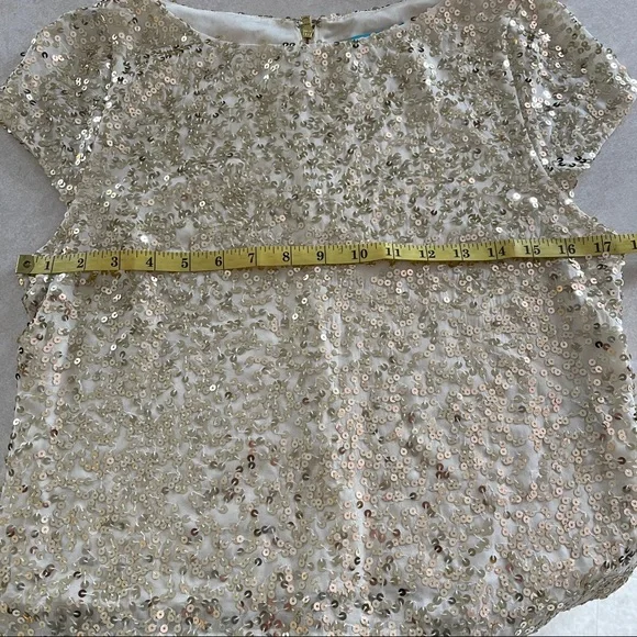 Alice + Olivia Gold Sequin Silk Blouse Medium - Picture 8 of 8